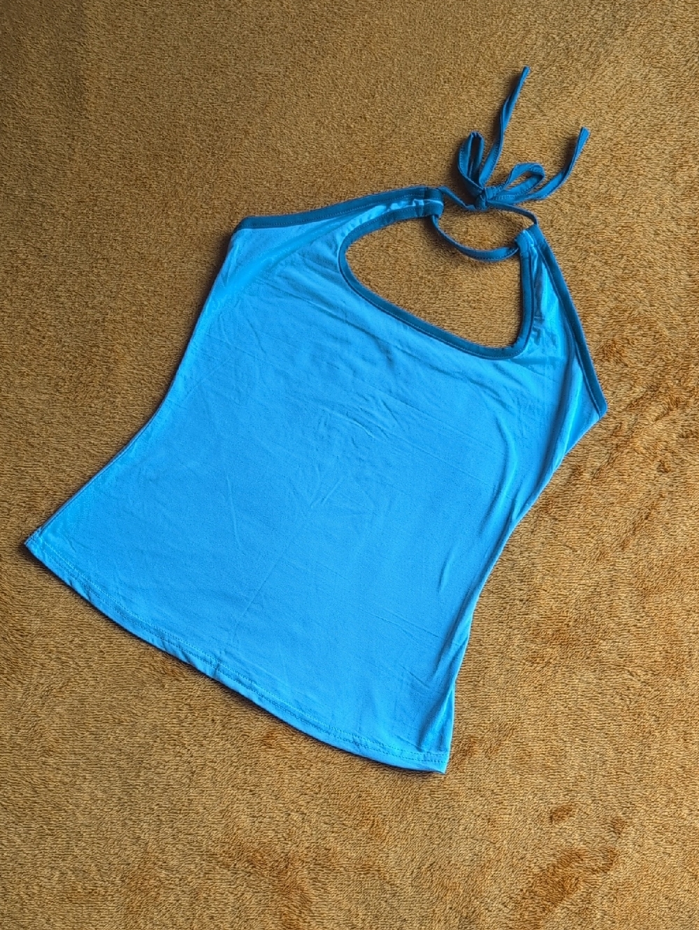 SHEIN Bright Blue Halter Tie-Back Tank Top